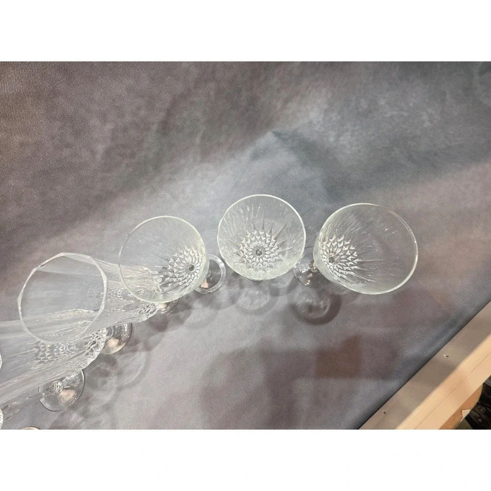 Vintage Cut Crystal Stemware Set 8 Pieces Wine Goblets and Footed Tumblers Clear